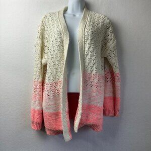 A By Anthropologie cardigan women S open‎  Faustia Dip Dyed pink white